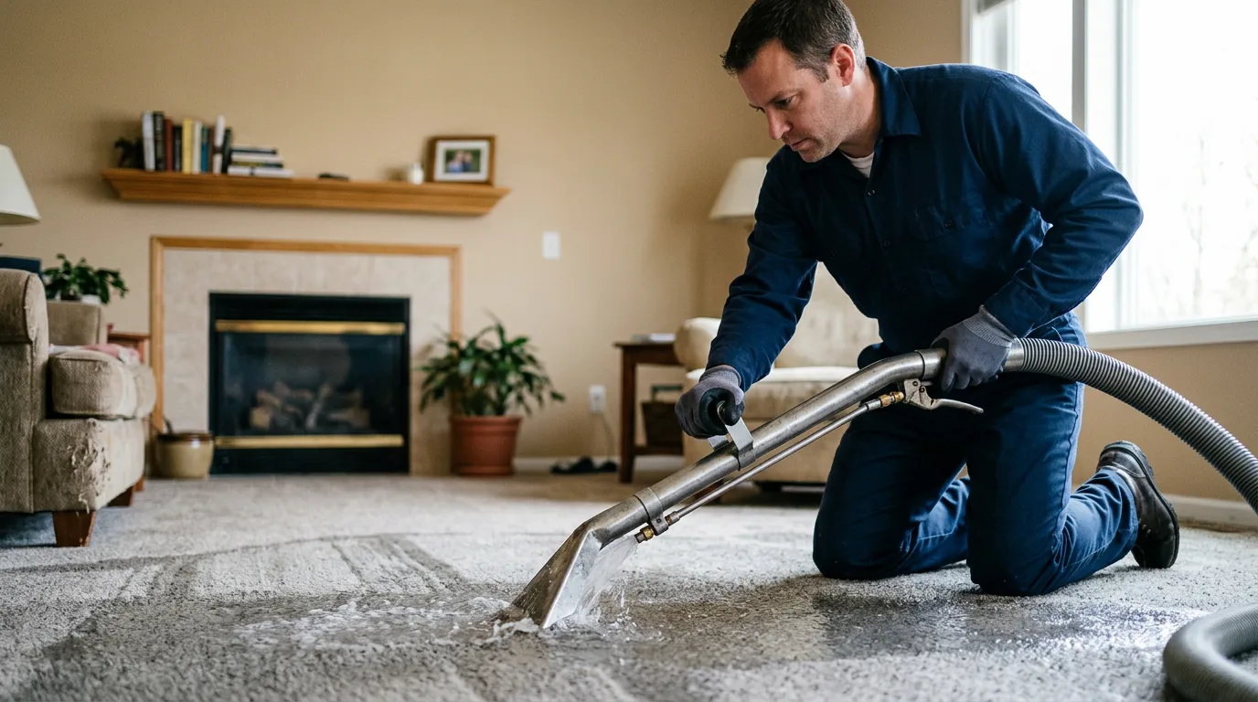 Water damage restoration technician working near Lost City, WV
